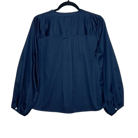 NWT Madewell V-Neck Long-Sleeve Cotton Top in Deep Indigo, Size Medium - Picture 7 of 14